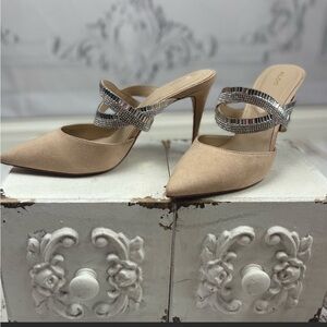 Classy Rhinestone Strap Suede Heel Pointed Toe Mules Aldo Noawia